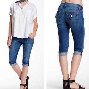 Hudson Malibu Capri Cuffed Denim Bermuda Jean Shorts, Size 27